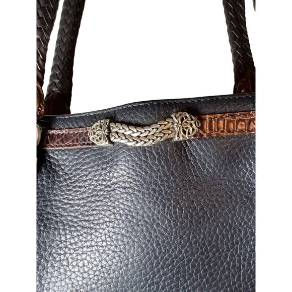 Brighton Classic Brown Croc and Black shoulder bag - Picture 3 of 14